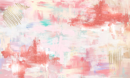 Abstract Hand drawn oil painting. Contemporary background. Oil painting on canvas. Color texture. Fragment of artwork. Spots of paint. Brushstrokes of paint. Modern art.の写真素材