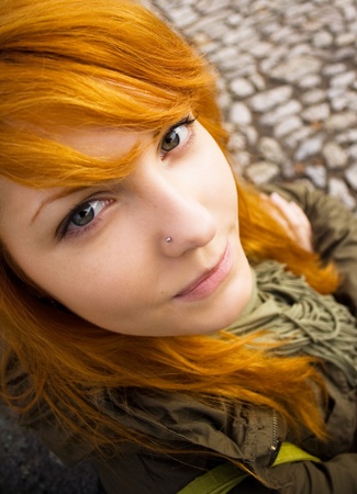 Redhead teen making goofy faces.の写真素材