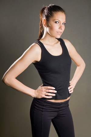 Gorgeous young slender fitness girl posing.の写真素材
