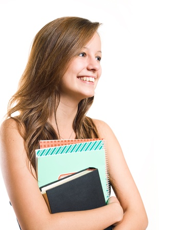 Portrait of gorgeous charming young brunette student girl.の写真素材