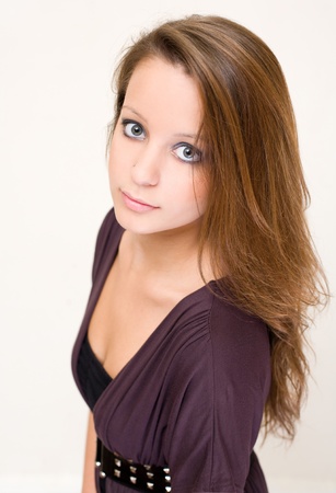 Portrait of attractive tender young brunette woman.の写真素材