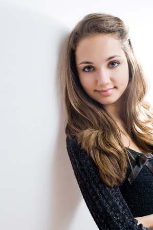 Portrait of a cute charming young brunette beauty.の写真素材