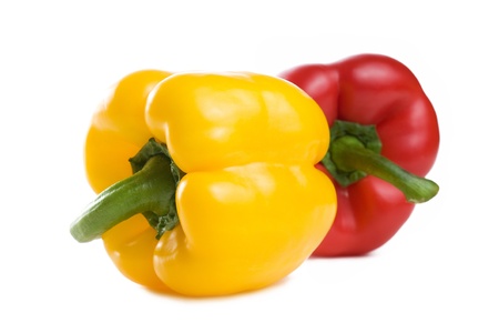 Studio shot of colorful healthy appetizing bell peppersの写真素材