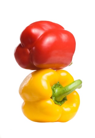 Studio shot of colorful healthy appetizing bell peppersの写真素材
