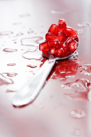 Macro shot of arils or seeds from pomegranate fruit.の写真素材