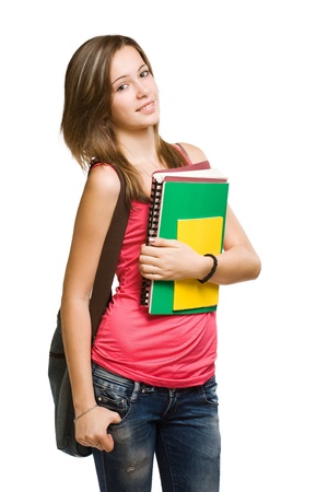 Portrait of a confident cheerful young student girl.の写真素材