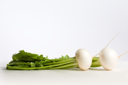 Studio shot of appetizing white radish vegetable の写真素材