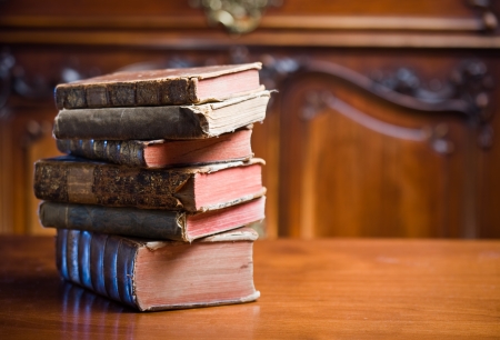 Beautiful antique books in very elegant setting.の写真素材