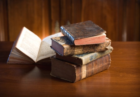Beautiful antique books in very elegant setting.の写真素材