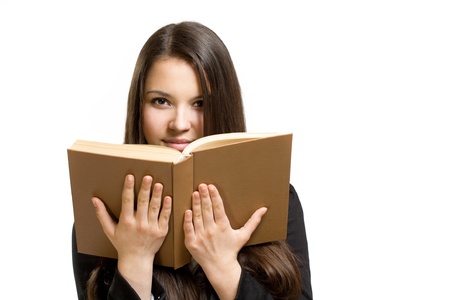 Portrait of a confident young brunette student の写真素材