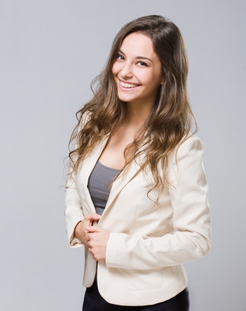 Gorgeous relaxed happy elegant young brunette woman の写真素材