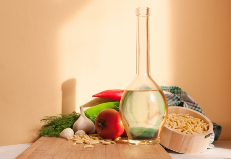 Still life with healthy food ingredients life in beautiful natural light.の写真素材
