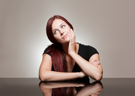 Portrait of a gorgeous young woman with facial expressions.の写真素材