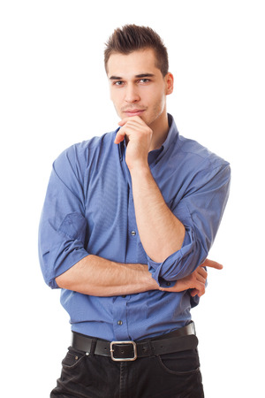 Portrait of a handsome young businessman in blue shirt.の写真素材