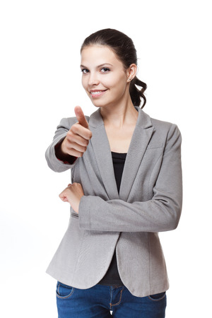 Portrait of a gorgeous young fashionable brunette businesswoman.の写真素材