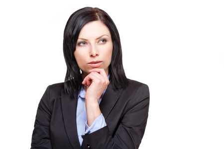 Portrait of an elegant beautiful businesswoman isolated on whiteの写真素材