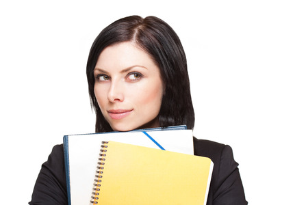Portrait of an elegant beautiful businesswoman isolated on whiteの写真素材