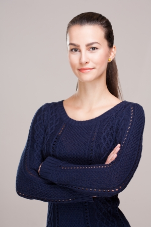 Portrait of a confident beautiful young brunette woman.の写真素材