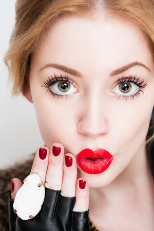 Portrait of a super stylish, fashionable beautiful young woman.の写真素材