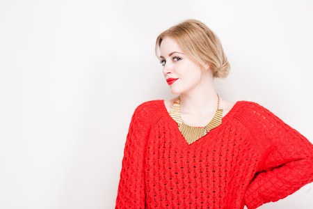 Portrait of a very stylish fashionable young blond woman.の写真素材