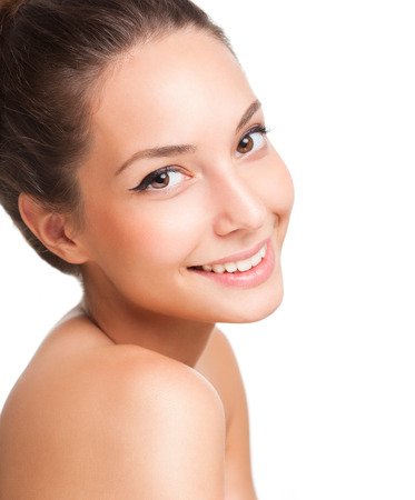Portrait of a young brunette cosmetics beauty.の写真素材