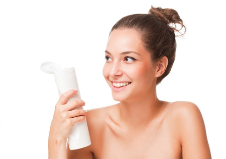 Portrait of a young brunette cosmetics beauty.の写真素材