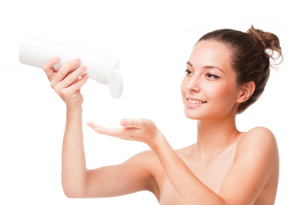 Portrait of a young brunette cosmetics beauty.の写真素材