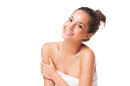 Portrait of a young brunette cosmetics beauty.の写真素材
