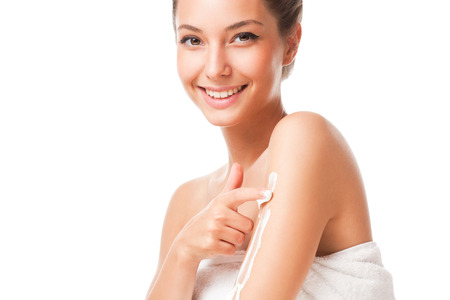 Portrait of a young brunette cosmetics beauty.の写真素材