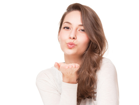Portrait of an expressive cheerful brunette beauty.の写真素材