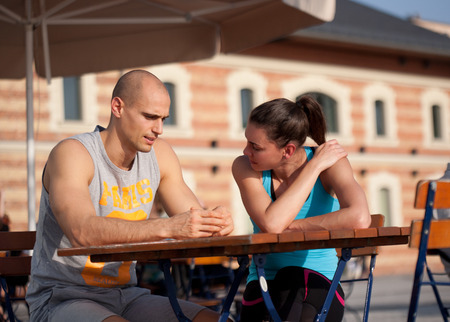 Sporty attractive young couple outdoors.の写真素材