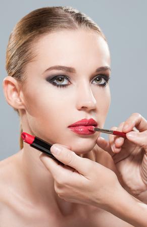 Portrait of a young model woman looking gorgeous in makeup.の写真素材