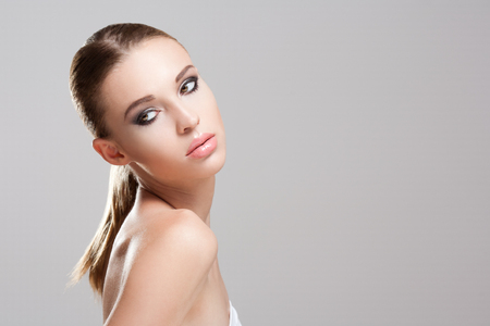 Portrait of a young model woman looking gorgeous in makeup.の写真素材