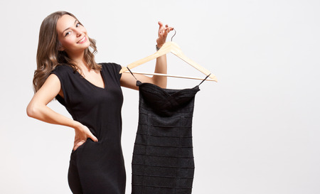 Portrait of a young brunette beauty having shopping fun.の写真素材