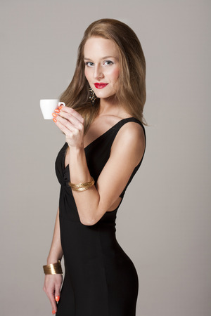 Portrait of a fashionable young blond woman.の写真素材