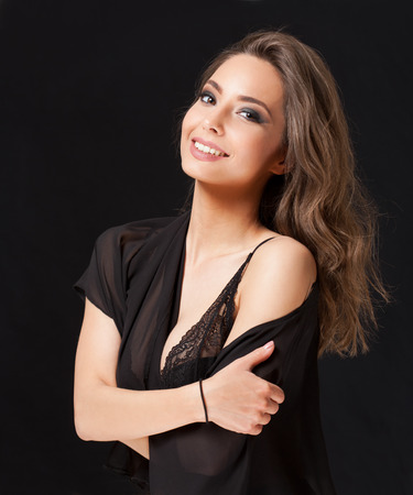 Portrait of a sensual young brunette woman.の写真素材