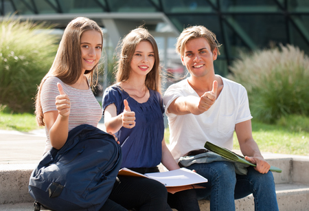 A Group of cheerful high school students.の写真素材