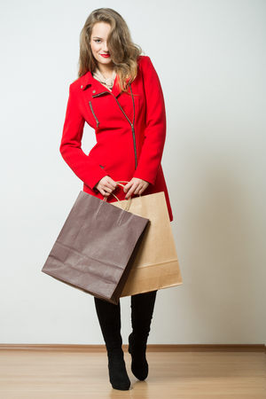 Portrait of a fashionable beautiful blond woman.の写真素材