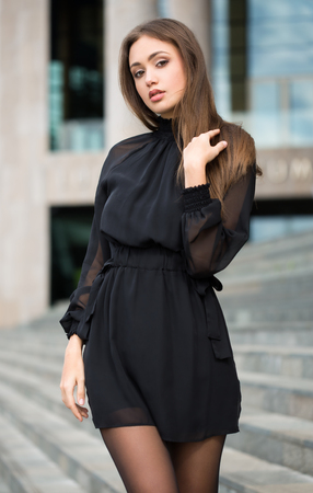 Portrait of elegant high fashion brunette beauty.の写真素材
