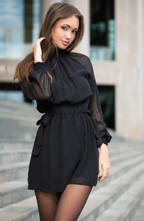 Portrait of elegant high fashion brunette beauty.の写真素材