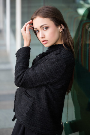 Portrait of elegant high fashion brunette beauty.の写真素材
