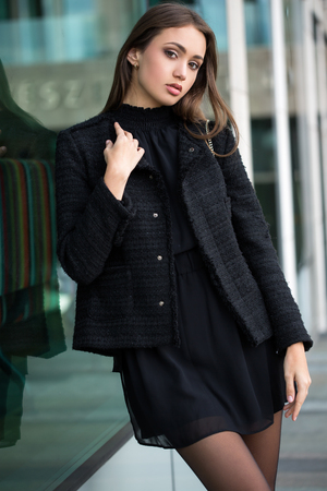 Portrait of elegant high fashion brunette beauty.の写真素材
