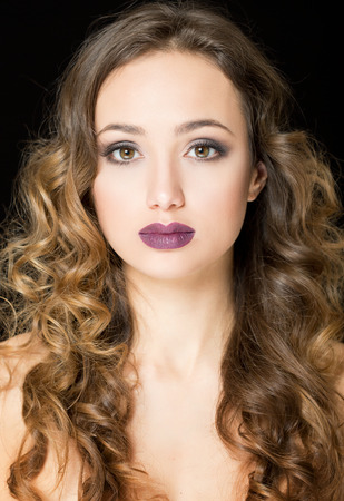Portrait of a young brunette cosmetics beauty.の写真素材