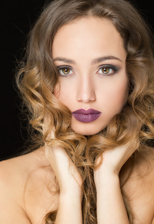 Portrait of a young brunette cosmetics beauty.の写真素材