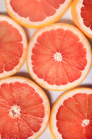 Close up of fresh grapefruit slicesの写真素材