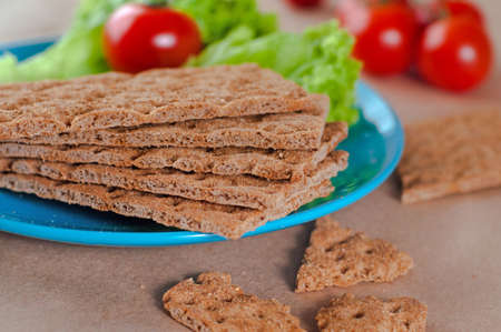 Healthy food concept of breakfast with crispbreadsの写真素材