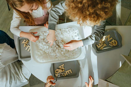 Learning play activities in kindergarten or daycare centre.の写真素材