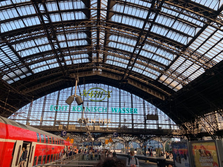 Inside of Koln Hauptbahnhof, also known as Cologne Central Station. Cologne Koln, North Rhine-Westphalia / Germany.のeditorial素材
