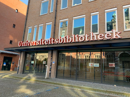 University of Groningen library (Universiteitsbibliotheek) building at city centre. Groningen / Netherlandsのeditorial素材