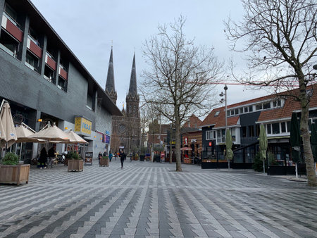 Empty Tilburg city Centre during Lockdown. Tilburg, North Brabant, Netherlandsのeditorial素材